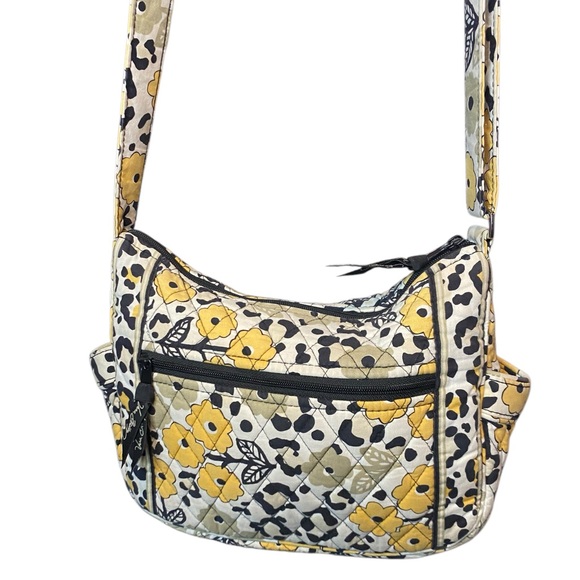 Vera Bradley Crossbody Bag Go Wild Black Yellow Floral Medium - Picture 5 of 7
